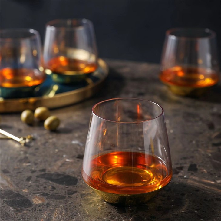Elegant Golden Base Crystal Whiskey Glass